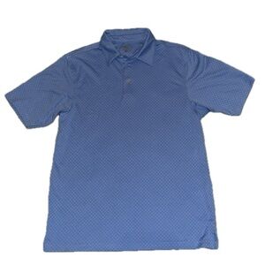 Gold Top Mountain Baby Blue Diamond Pattern Polo Shirt Men’s Medium